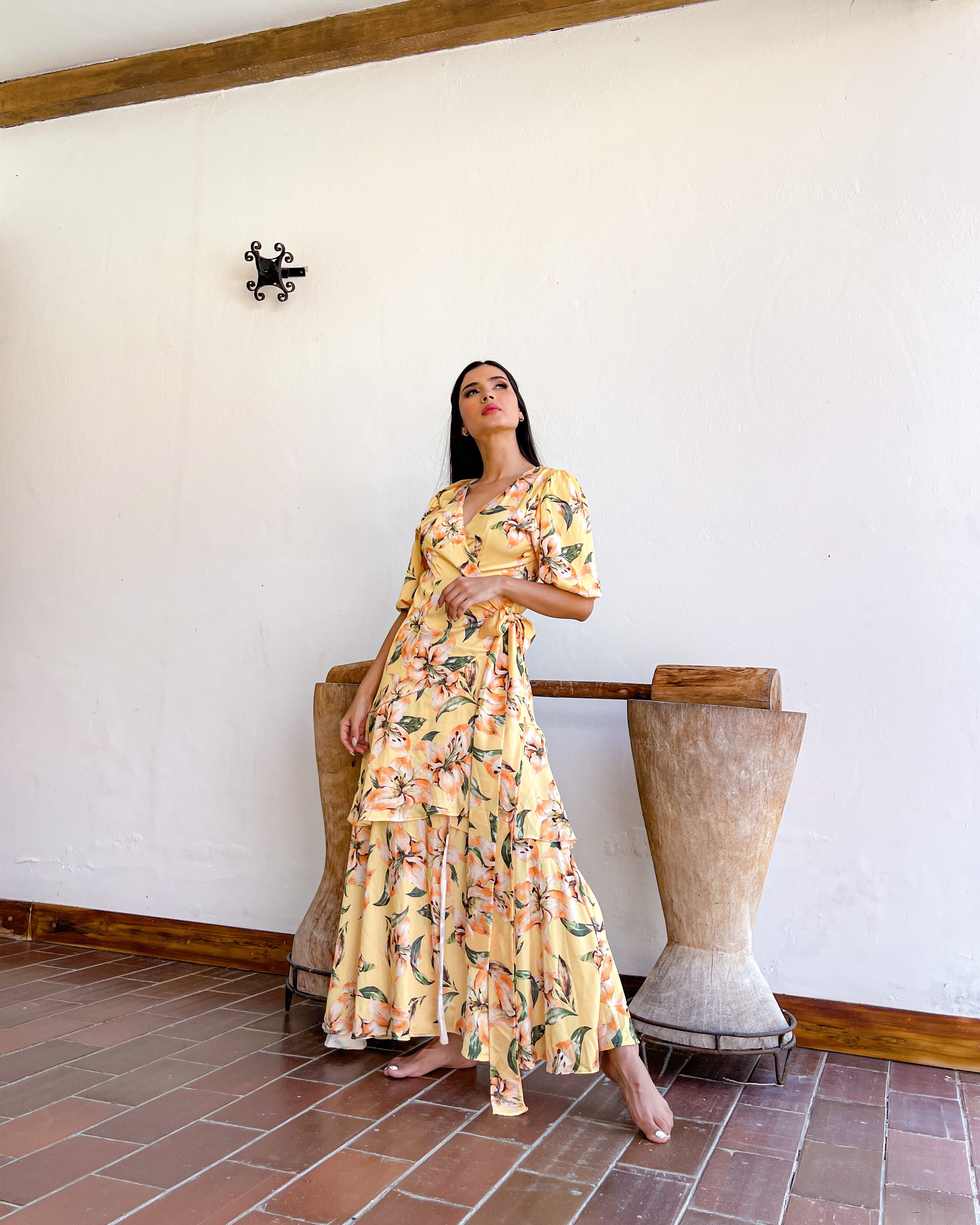Vestido manga corta floral