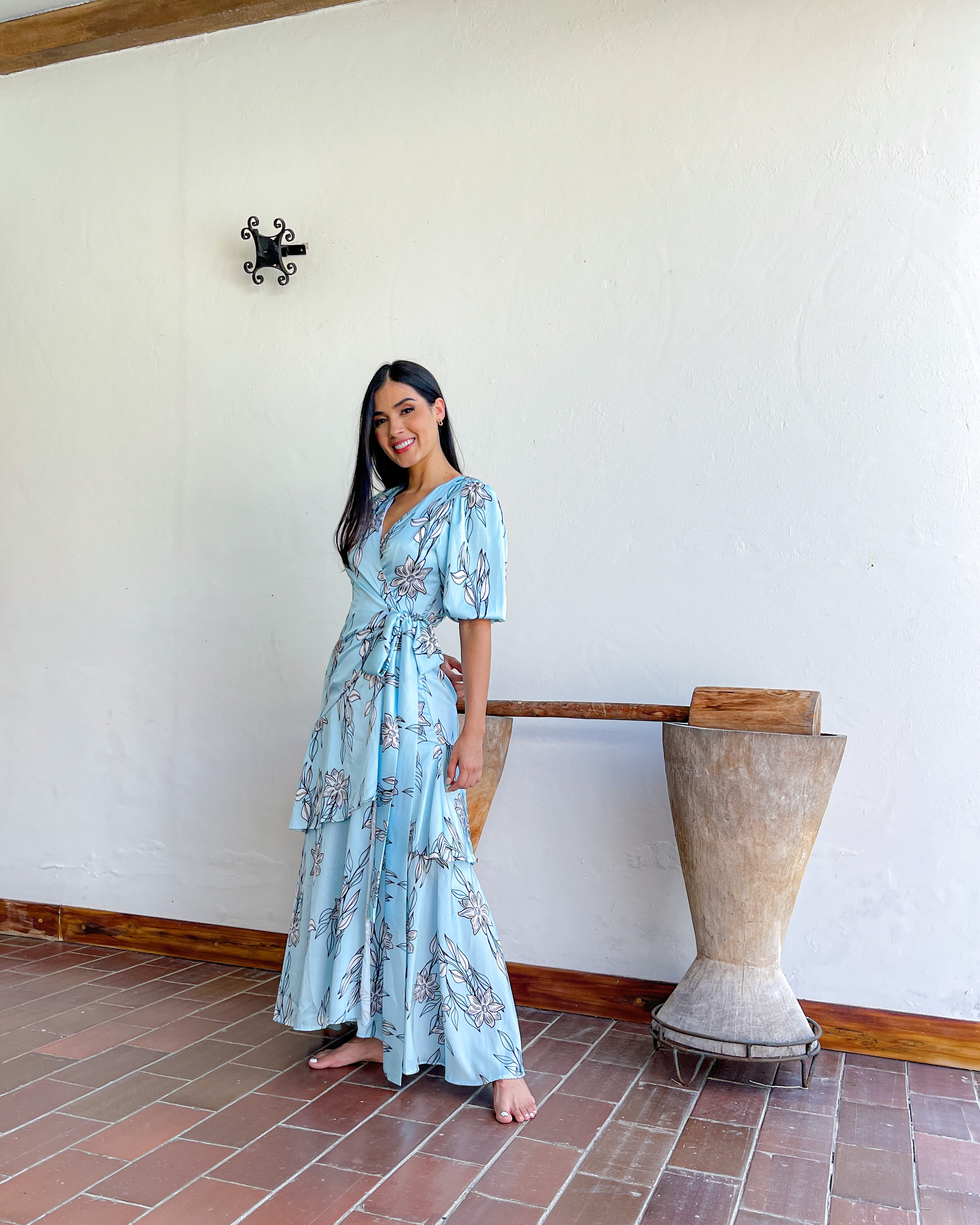 Vestido manga corta floral